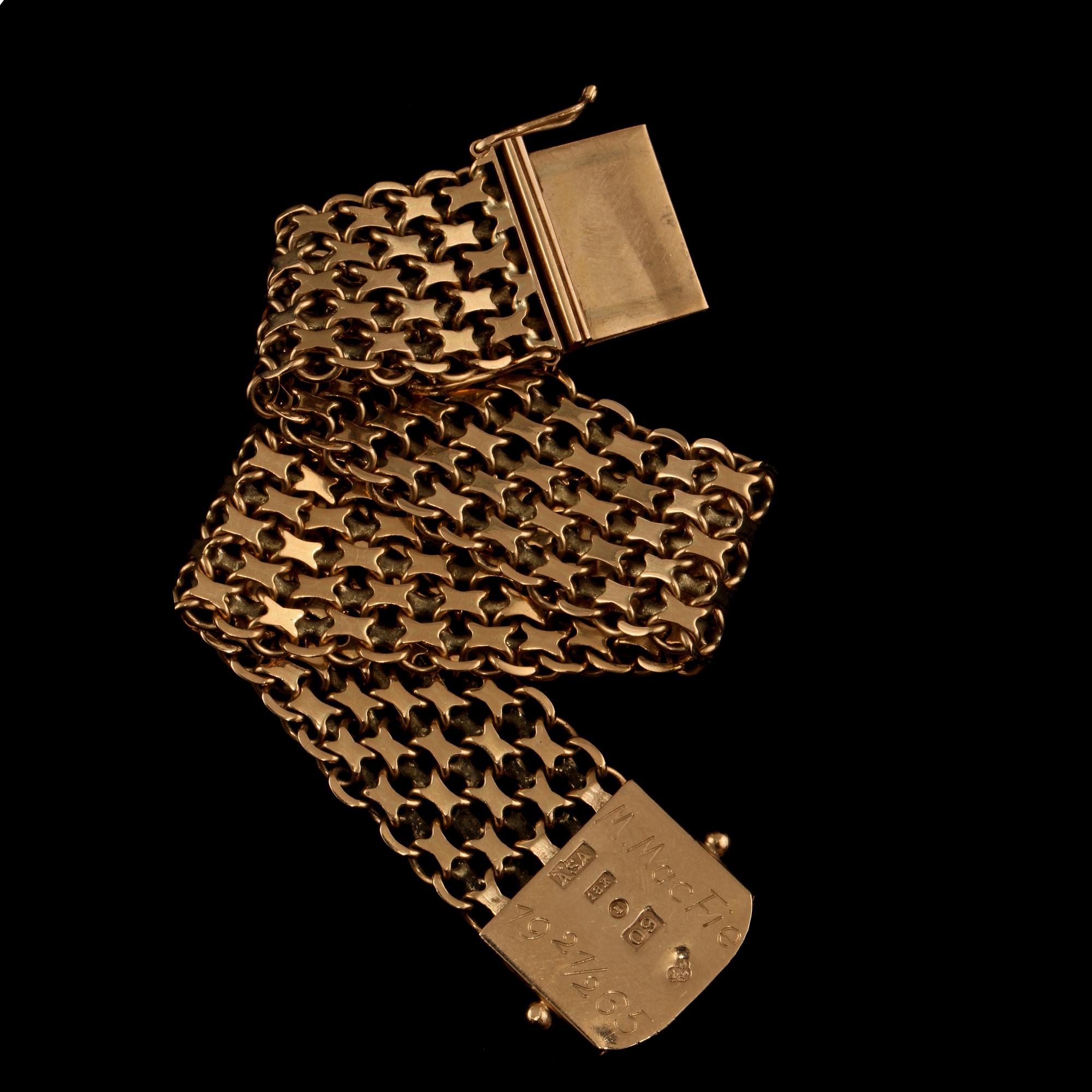 ARMLÄNK, 18k guld, ÄSA Ädelsmycken, Stockholm, 1964. Vikt 31 g.