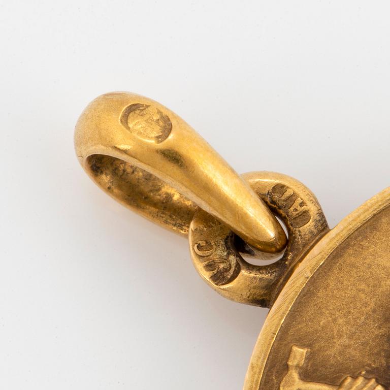 Fabergé, jubileumsjetong, verkmästare  Alfred Thielemann, guld, S:t Petersburg 1908-1917.