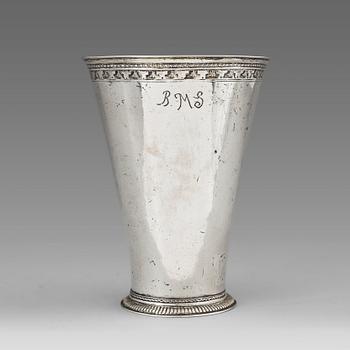 149. A Swedish 18th century parcel-gilt silver beaker, mark of Petter Lund, Stockholm 1723.