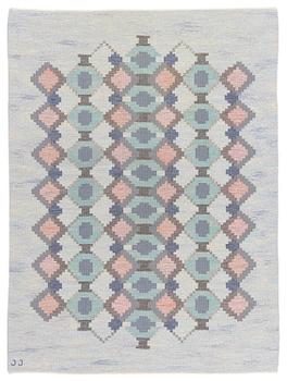 432. Judith Johansson, a carpet, 'Myosotis' ('Forget-me-not'), flat weave, c. 278 x 205 cm, signed JJ.