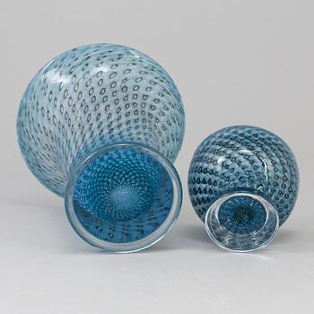 BERTIL VALLIEN, vas och skål på fot, Boda glasbruk 1970-tal.