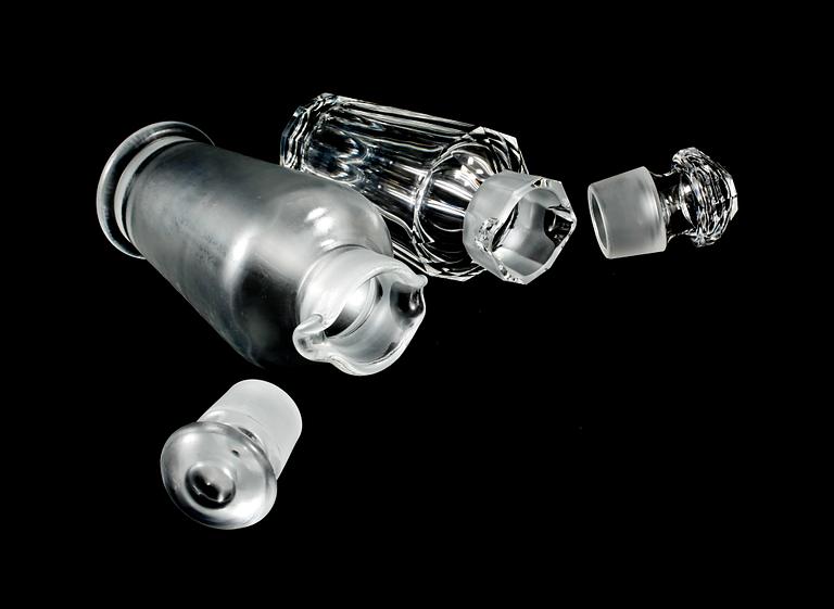 COCKTAILSHAKERS, 2 st, glas, Elis Bergh och Vicke Lindstrand, Orrefors, 1900-talets första hälft/mitt.