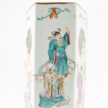 Two Chinese famille rose lanterns, one late Qing and one 20th century.