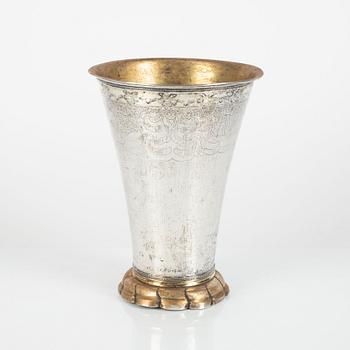 A Swedish parcel-gilt silver beaker, mark if Martin Bernström, Härnösand 1780.