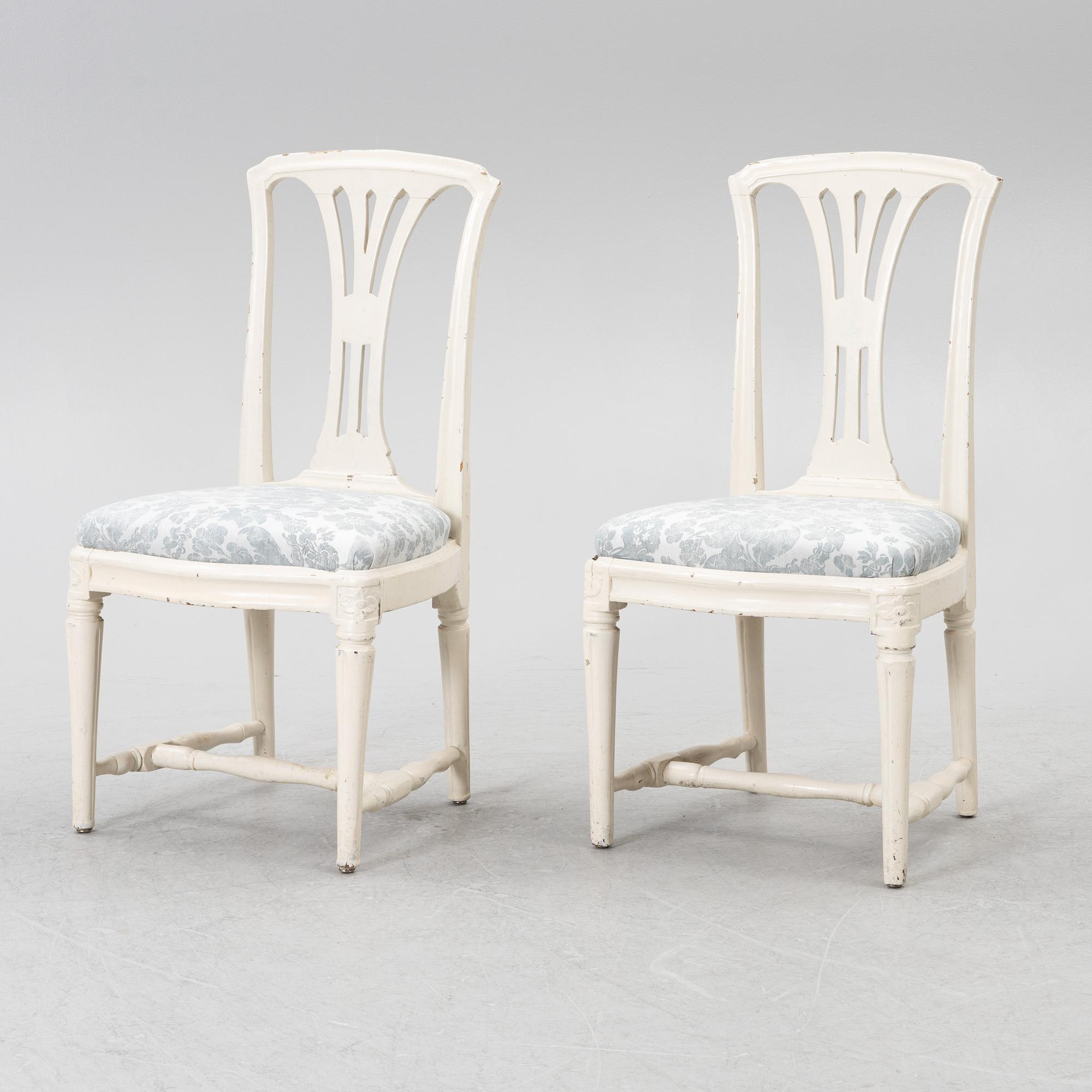 A pair of Gustavian chairs, end of the 178th century,