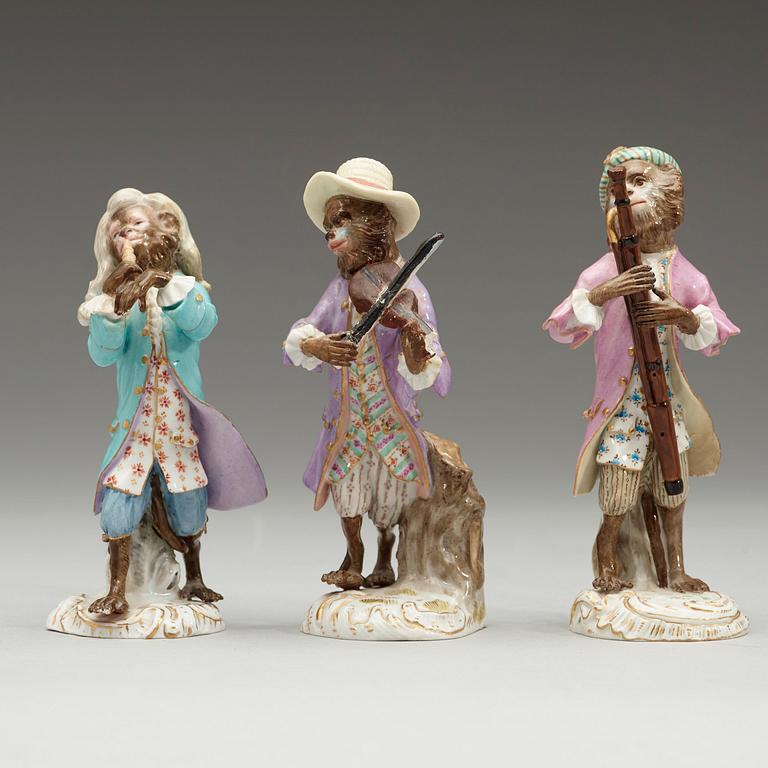 FIGURINER, 10 stycken, porslin. Meissen, sent 1800-tal.