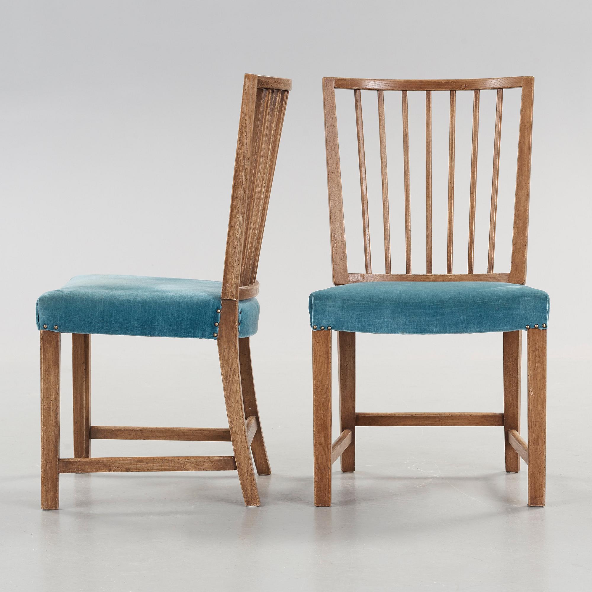 Axel Einar Hjorth, a pair of stained oak chairs, Stockholm 1940's.
