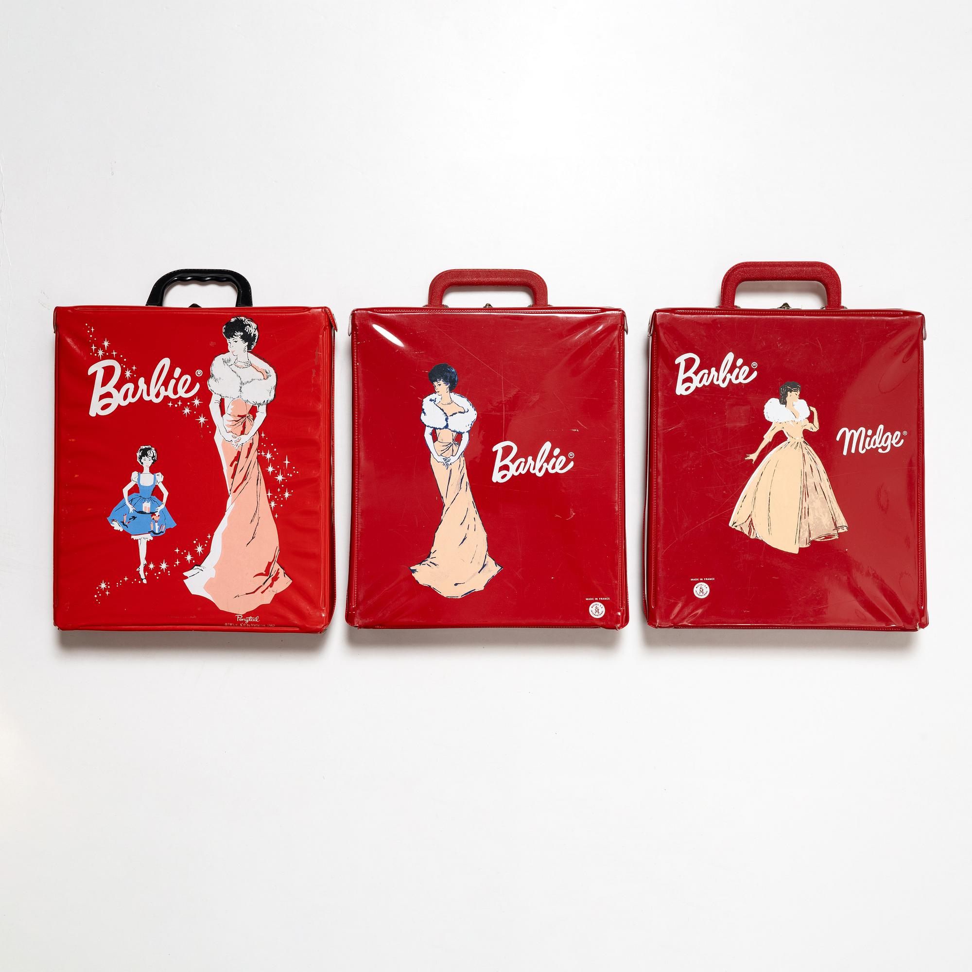 Barbie dolls, 4 pcs, along with clothes and accessories, Mattel, 1960s.