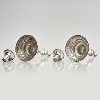 A pair of 18th century silver candlesticks, marks of Julius Marianus Bergs, Stockholm 1781.