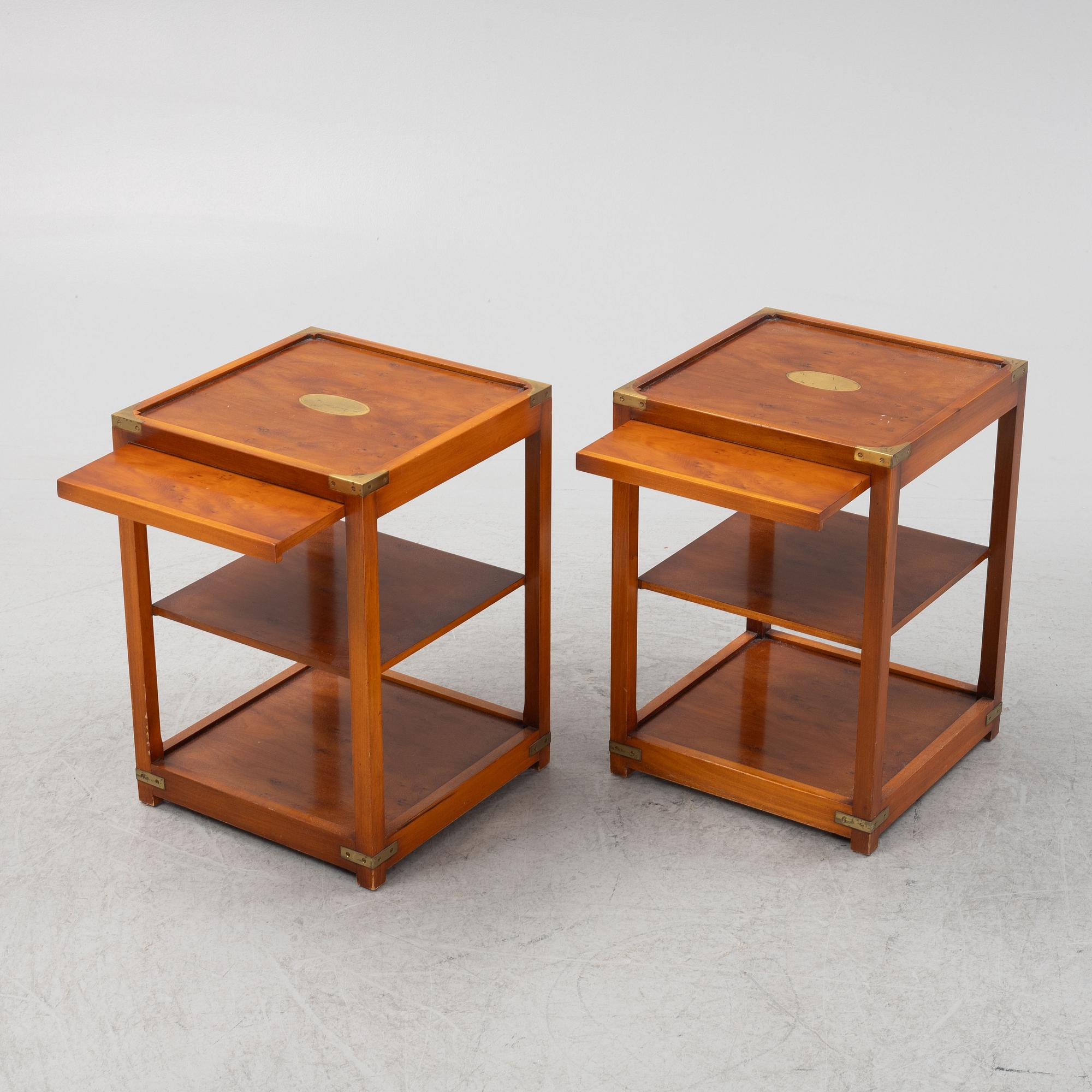 A pair of bedside tables, later part of the 20th Century.