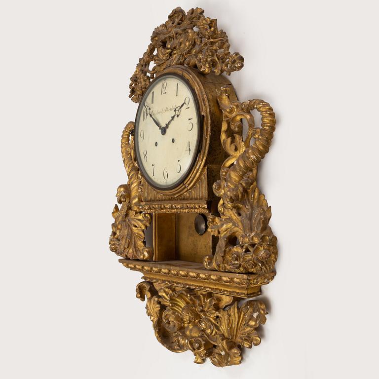 Jonas Cederlund, a Swedish empire wall clock, second half of the 19th Century with later parts.
