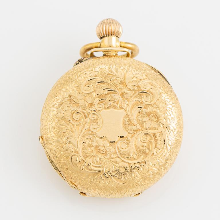 Pocket watch, 18K gold, 32 mm.