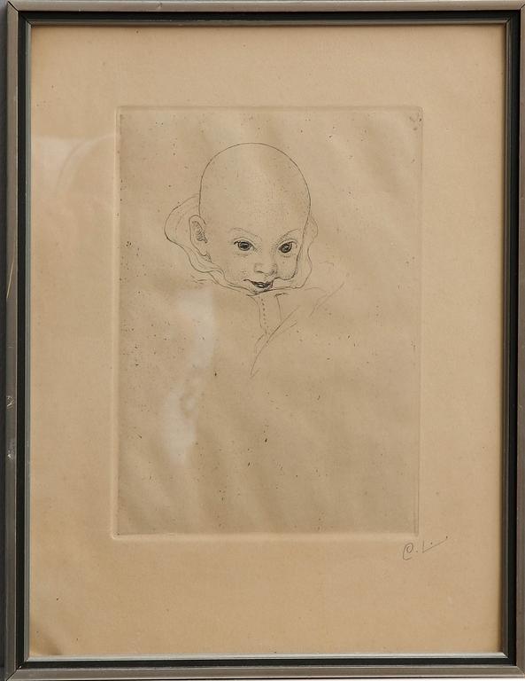 CARL LARSSON, etsning. Sign, utförd 1913.