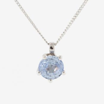 Necklace 14K white gold with sapphire.