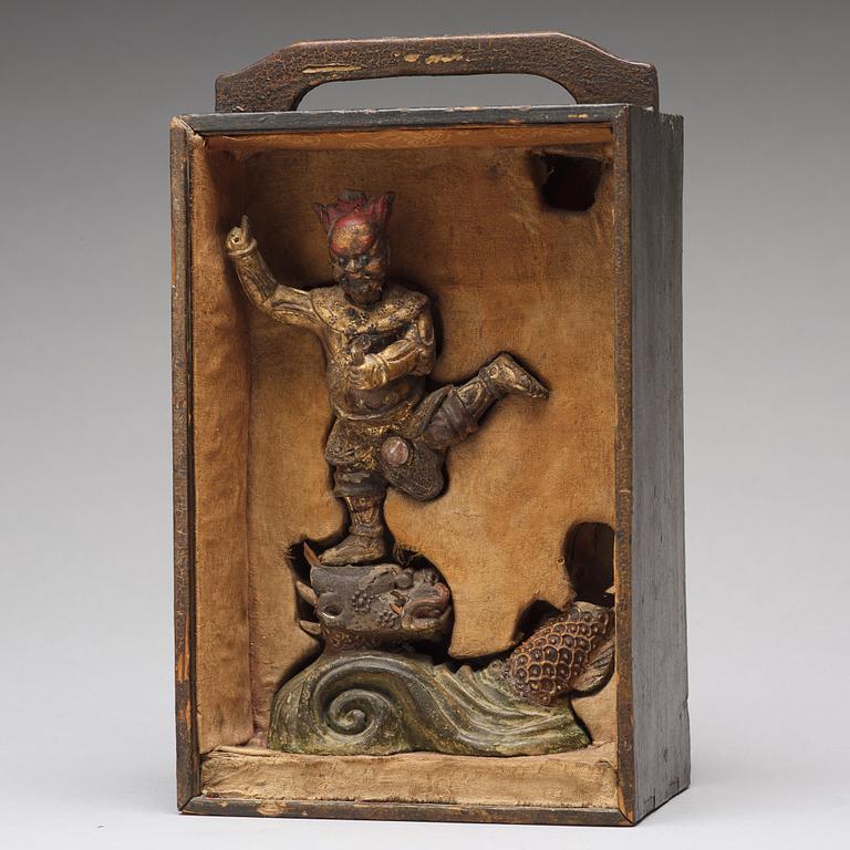 A gilt lacquer sculpture of deity, Qing dynasty, 18th Century.