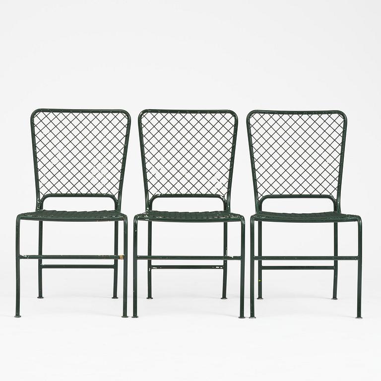 Josef Frank, trädgårdsstolar, nio stycken, modell 591, Firma Svenskt Tenn.