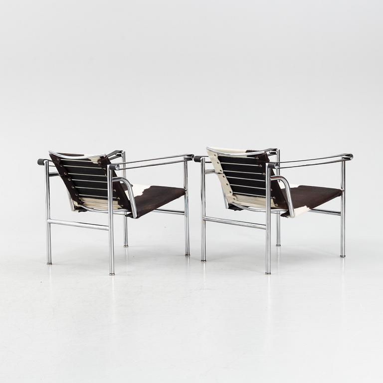 Le Corbusier, fåtöljer ett par, "LC-1", Cassina, formgiven 1928.