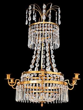1433. A late Gustavian early 19th century seven-light chandelier.