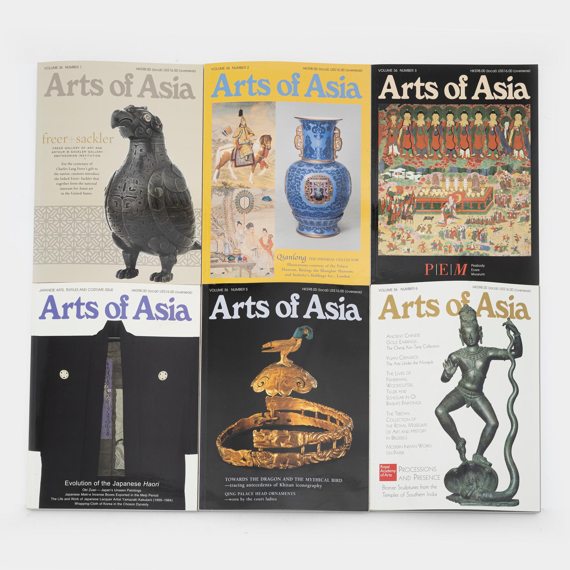 A set of 63 Arts of Asia magazines, from the period 2001-2011.