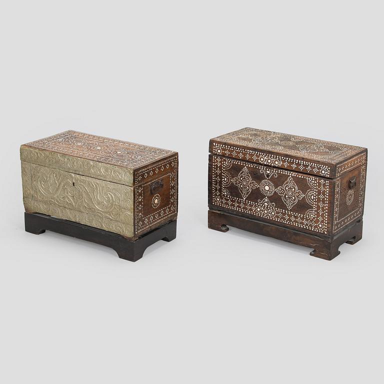Two shell inlay chests, Philippines 20th century.