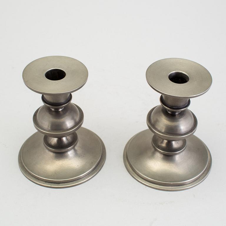 A pair of pewter candlesticks by Edvin Ollers, Stockholm 1950s.