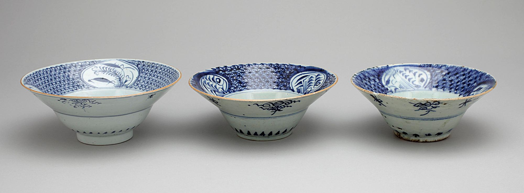 SKÅLAR, 3 st, porslin, 1600/1700-tal Kina.