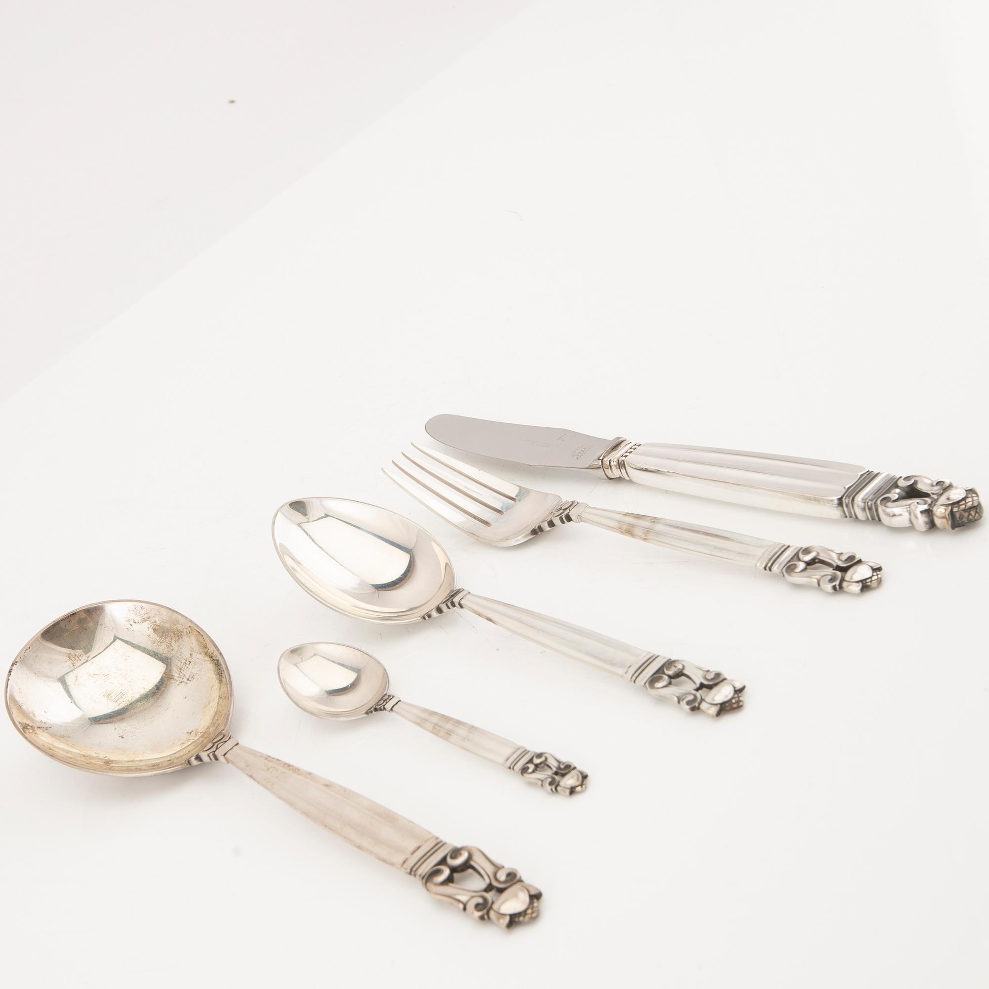Johan Rodhe för Georg Jensen bestick "Konge/Acorn" 49 dlr sterling silver.