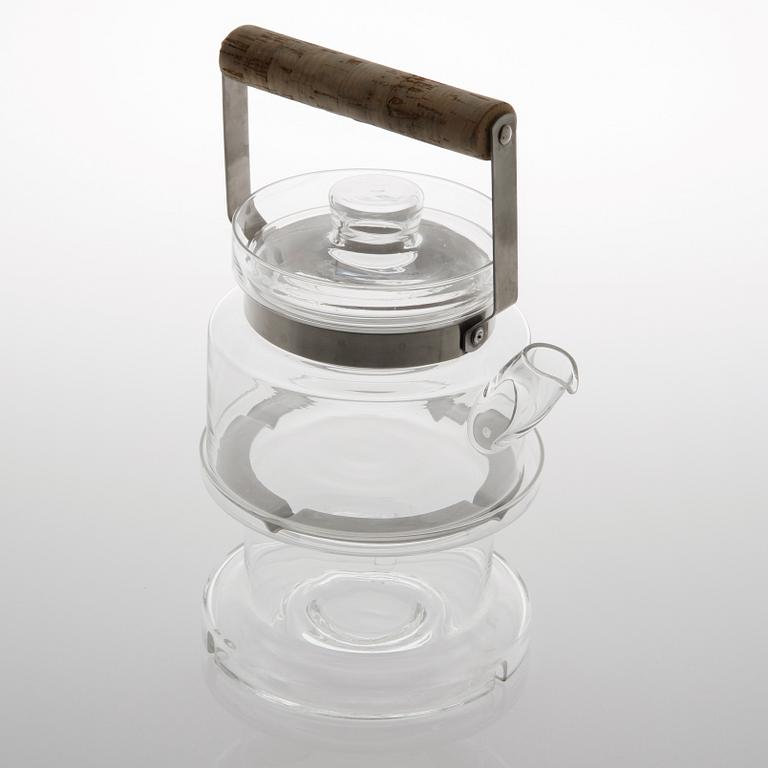A glass tea pot on rechaud by Signe Persson-Melin for Boda Nova, second half of the 20th century.