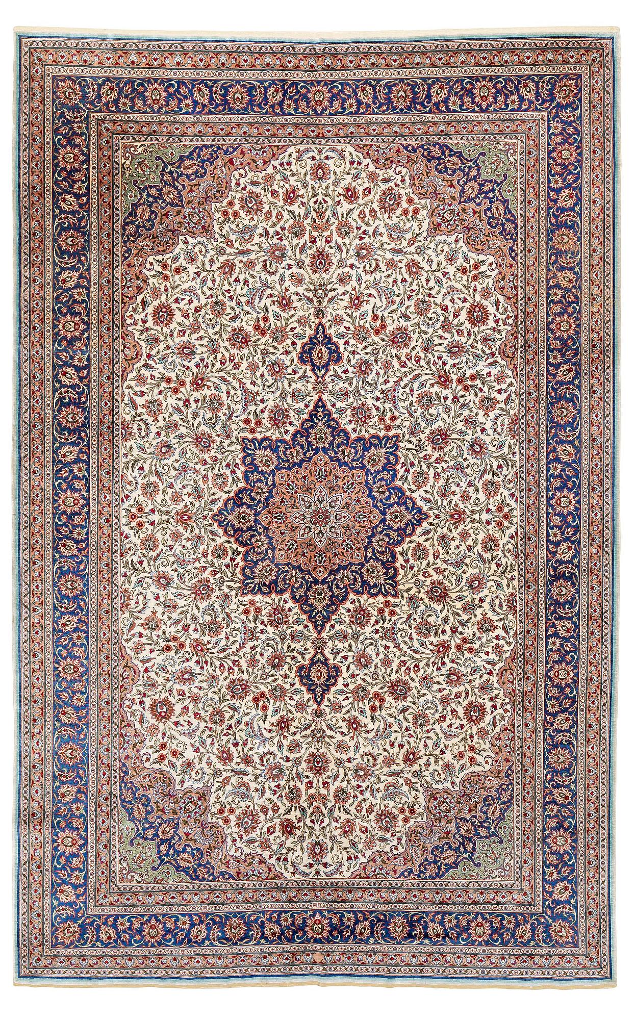 A silk Kayseri/Hereke carpet, c. 310 x 195 cm.