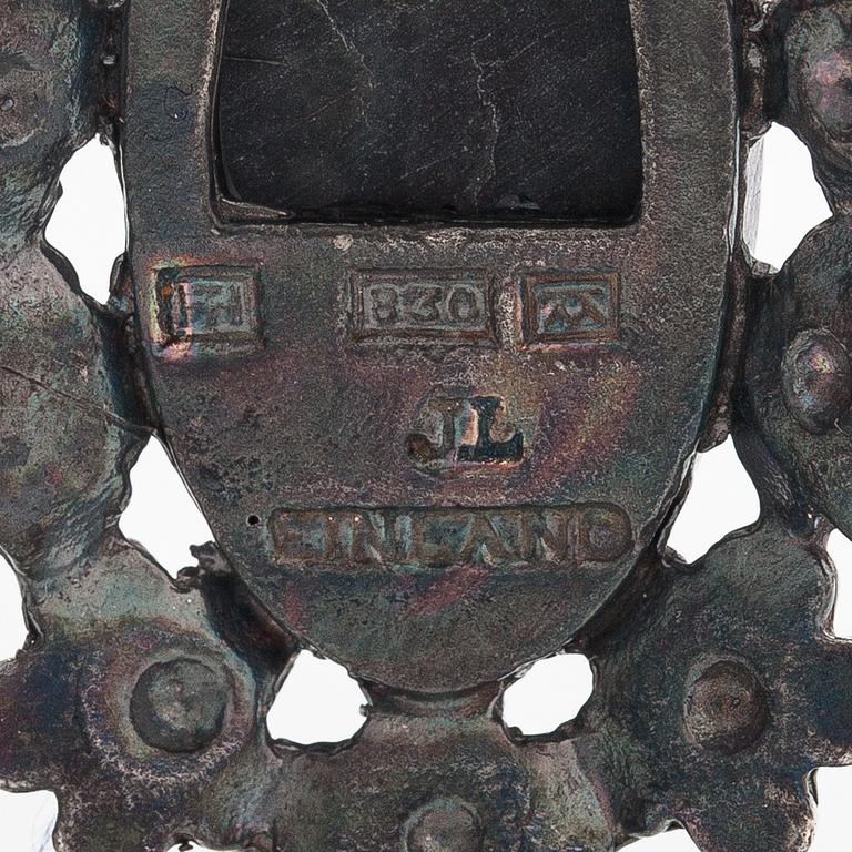 Jorma Laine, A silver necklace "Lemmikki" witha spectrolite. Turun Hopea, Turku.