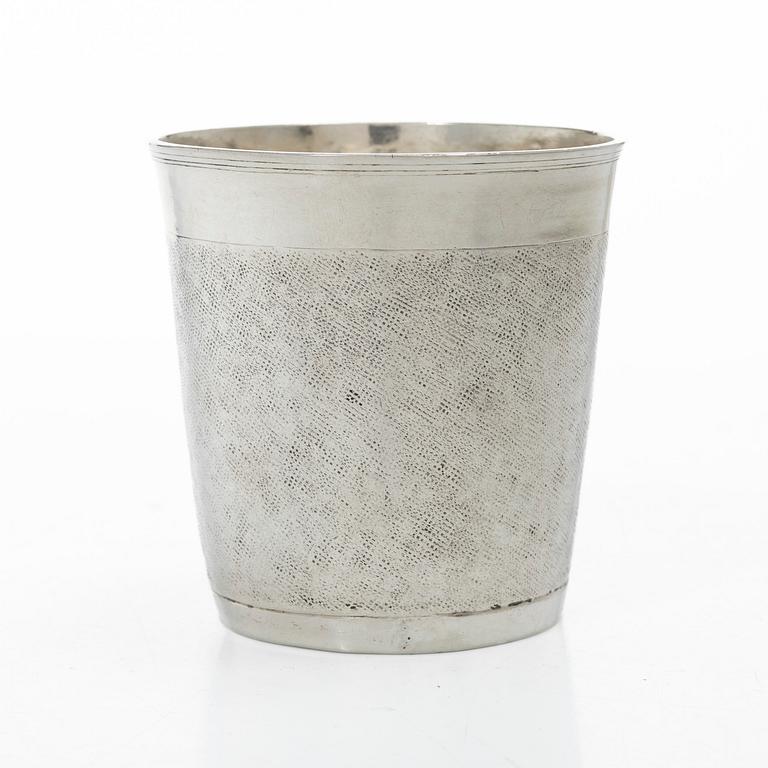 A Danish 18th century silver beaker, mark of Johan Mehl, Viborg (active 1725-1765).