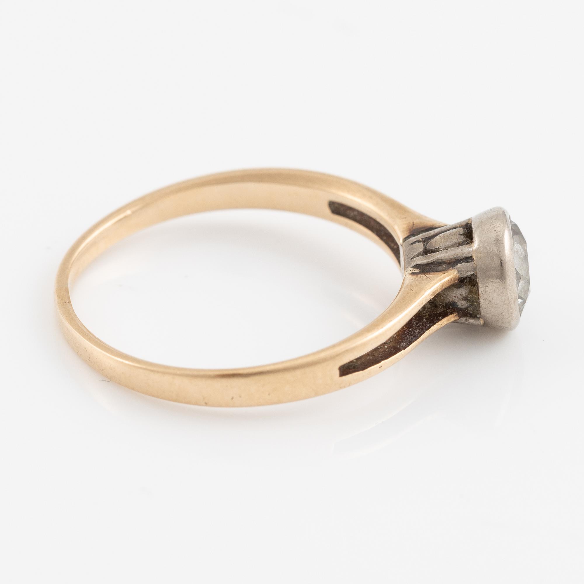 Ring, 18K gold and silver with old-cut diamond.