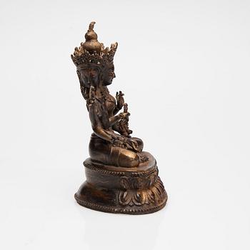 USHNAVISAJAYA, skulptur, mässing, Tibet, 1900-talets senare hälft.