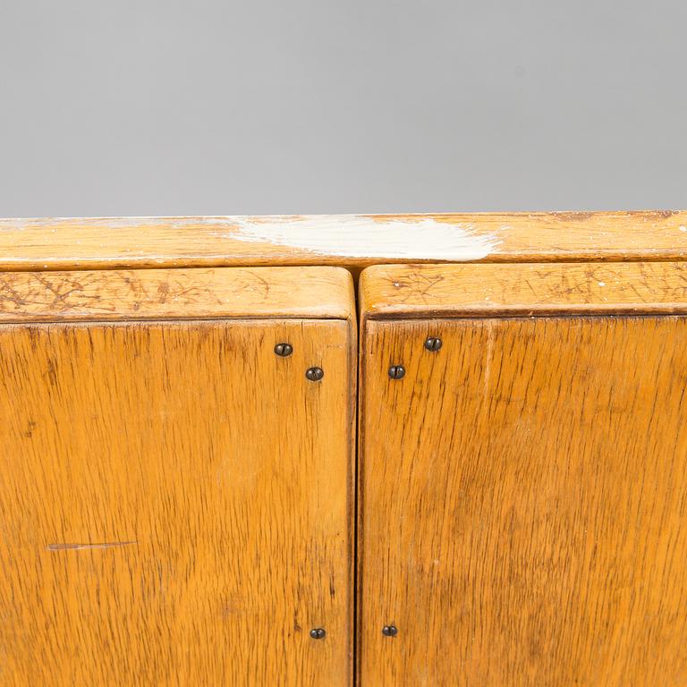 A 1950s three-part dressing mirror.