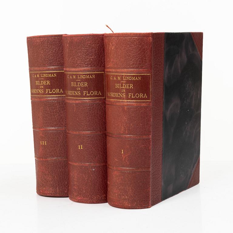 C.A.M Lindman, books, 3 volumes, "Bilder ur Nordens Flora",  Wahlström & Widstrand, 1922-1926.