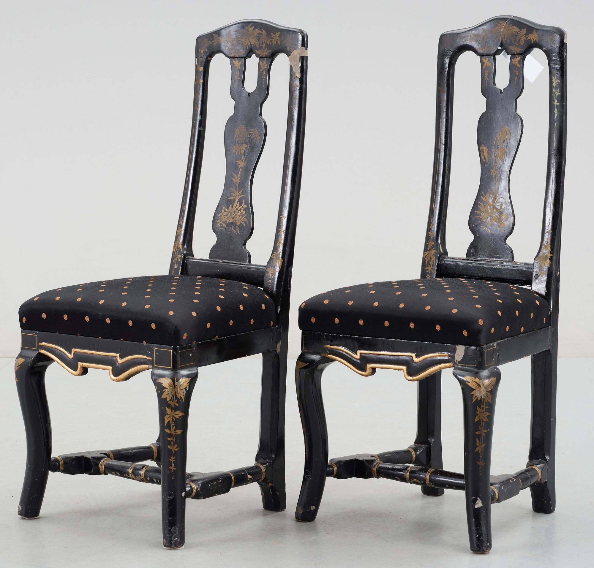 STOLAR, ett par, senbarock, provins, 1700-talets mitt/andra hälft.