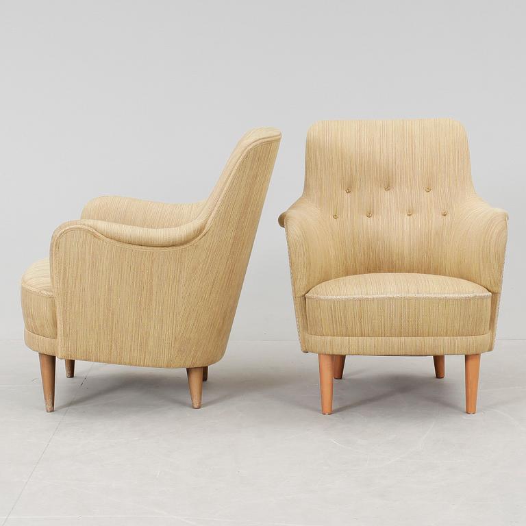 FÅTÖLJER, ett par, "Samsas", Carl Malmsten, AB OH Sjögren stoppmöbler Tranås, 1900-talets andra hälft.