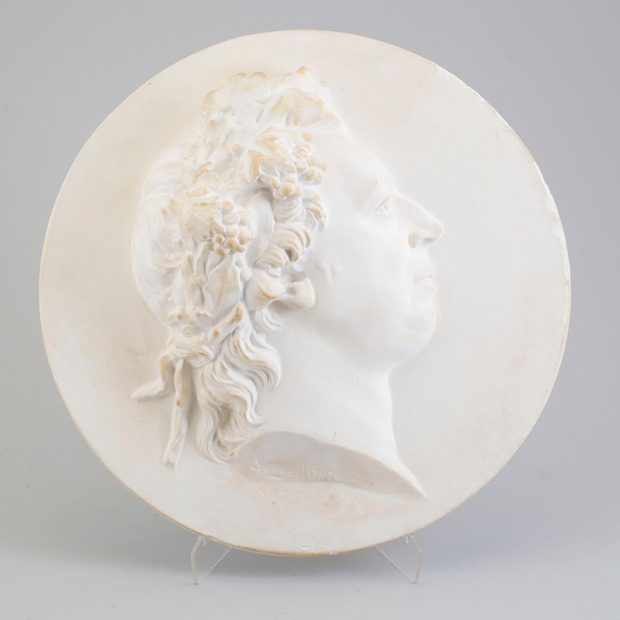 JOHAN TOBIAS SERGEL, efter, medaljong av gips, 1900-tal.