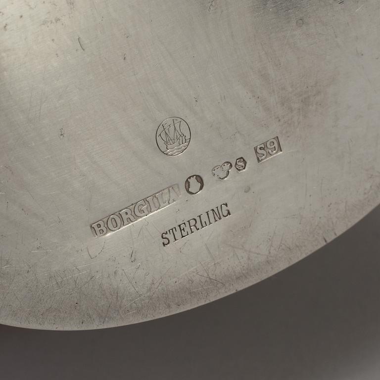 ATELIER BORGILA, burk med lock, silver 925/1000 och agat, Stockholm 1968.