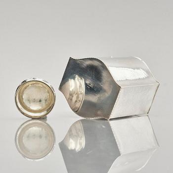 Carl Fredrik Carlman, an 830/1000 silver tea caddy, Stockholm, Sweden 1926.
