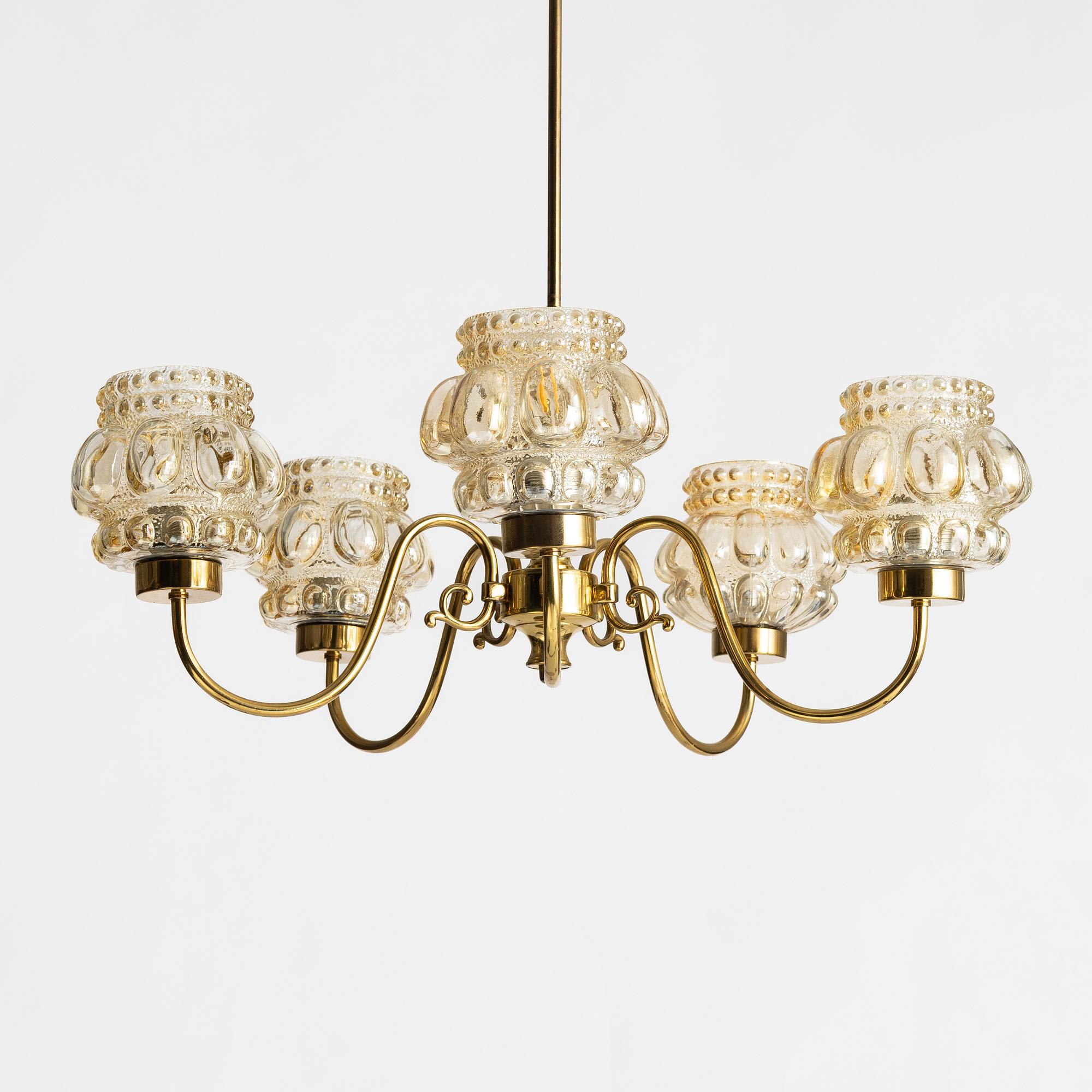 A ceiling lamp, Glashütte Limburg, second half of the 20th century.