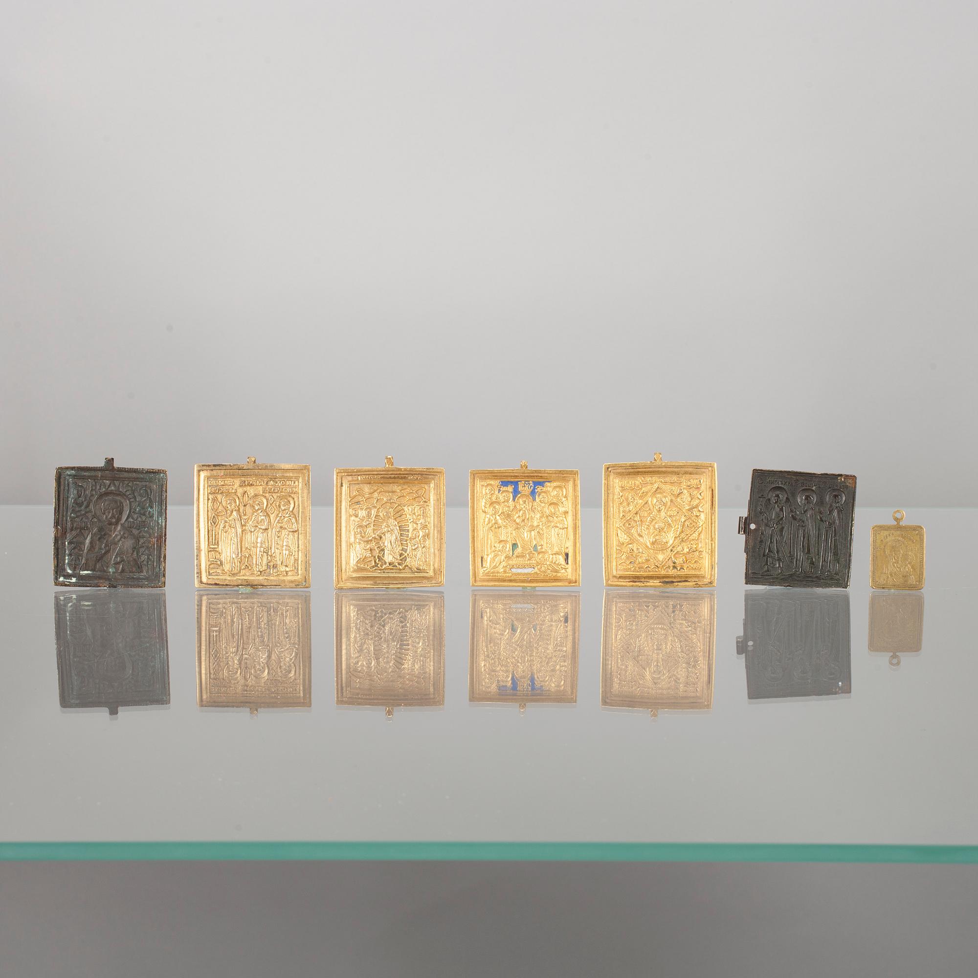 IKONER, samling reseikoner, Ryssland, mässing och cuprum emalj.