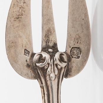 Ostrongafflar, 8 st, silver, Frankrike, 1800-talets slut.