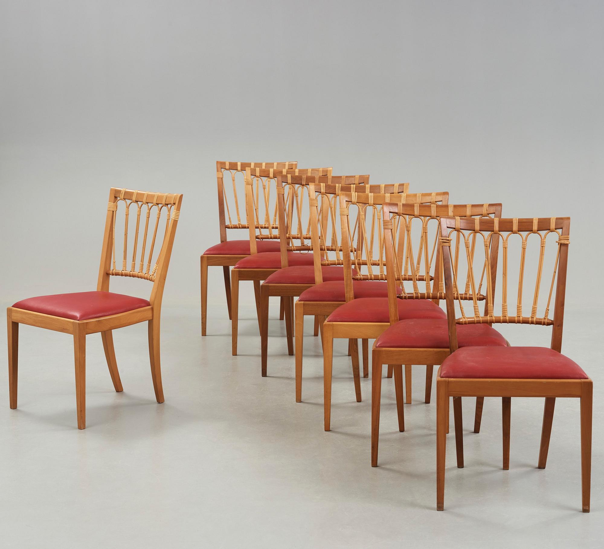 Josef Frank, stolar, 8 st, Firma Svenskt Tenn, modell 1165.
