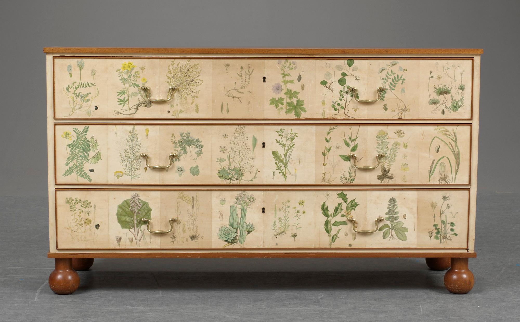 A Josef Frank chest of drawers, "Flora, Firma Svenskt Tenn, model 1050.
