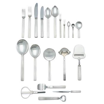 451. Georg Jensen, bestickuppsättning, "Bernadotte", 91 delar, sterling silver och rostfritt stål, Köpenhamn efter 1945.