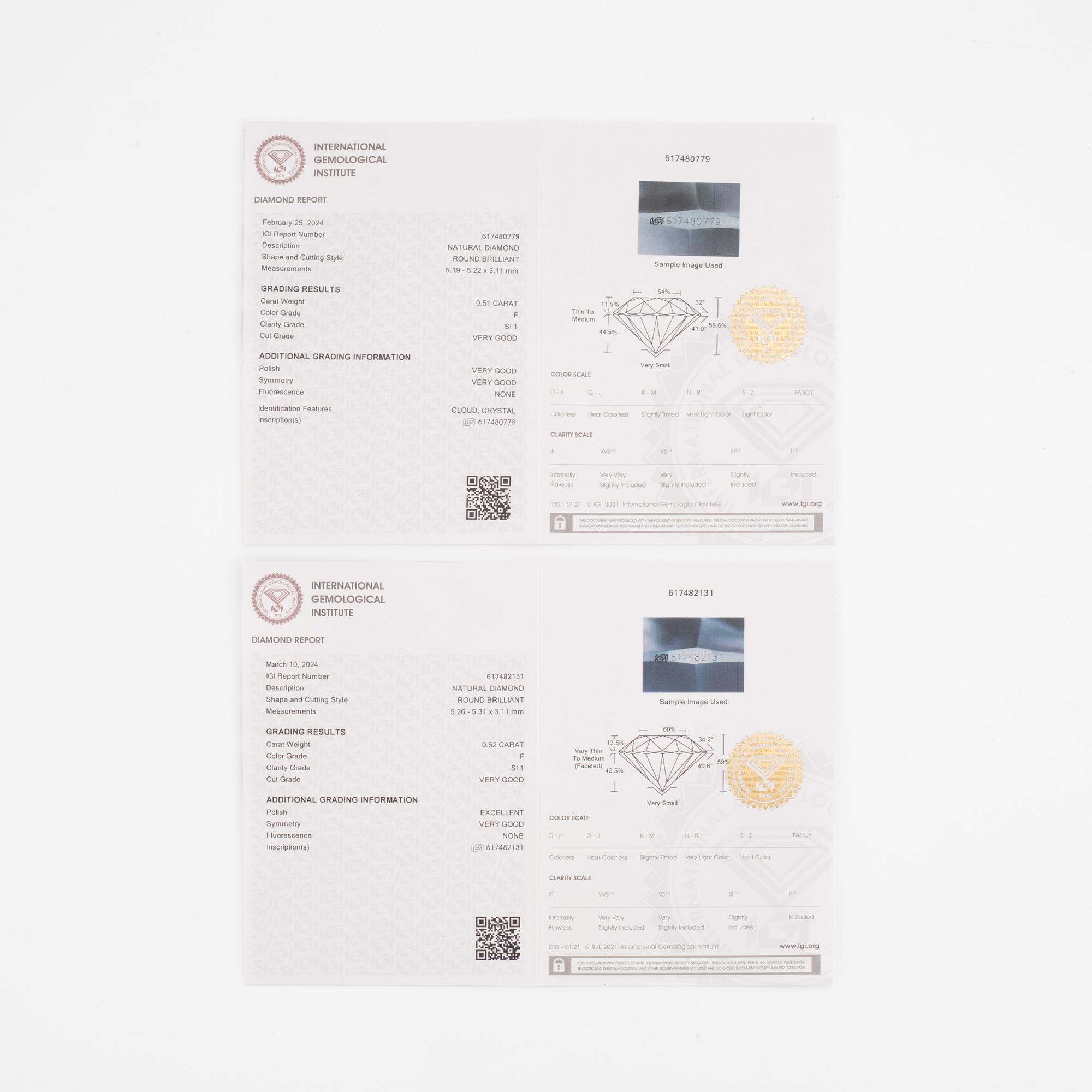 Örhängen 18K vitguld med briljantslipade diamanter.