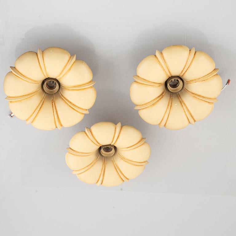 Erik Tidstrand, a set of three ceiling/wall lamps model "25636", Nordiska Kompaniet, 1920s.