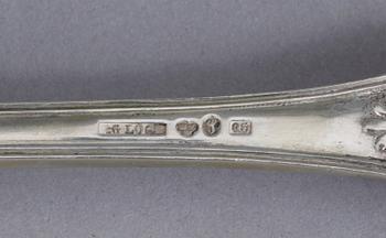 MATSKEDAR, 5+3, silver, modell Engelsk snäck, bla Anders Wedin, Söderhamn, 1864-74. Tot ca 466 gram.