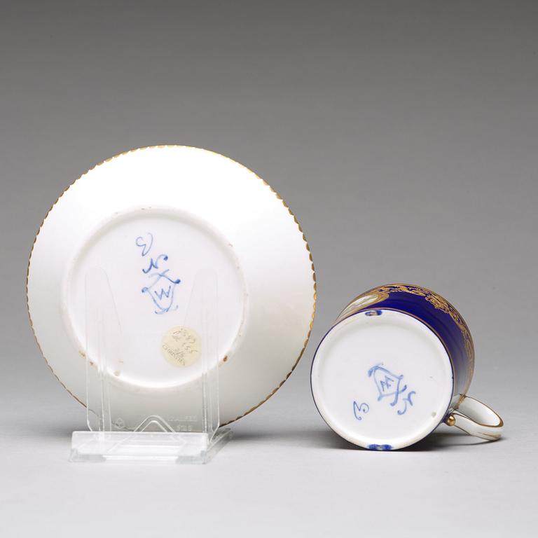 A 'Sèvres' cup and saucer, 18th Century.